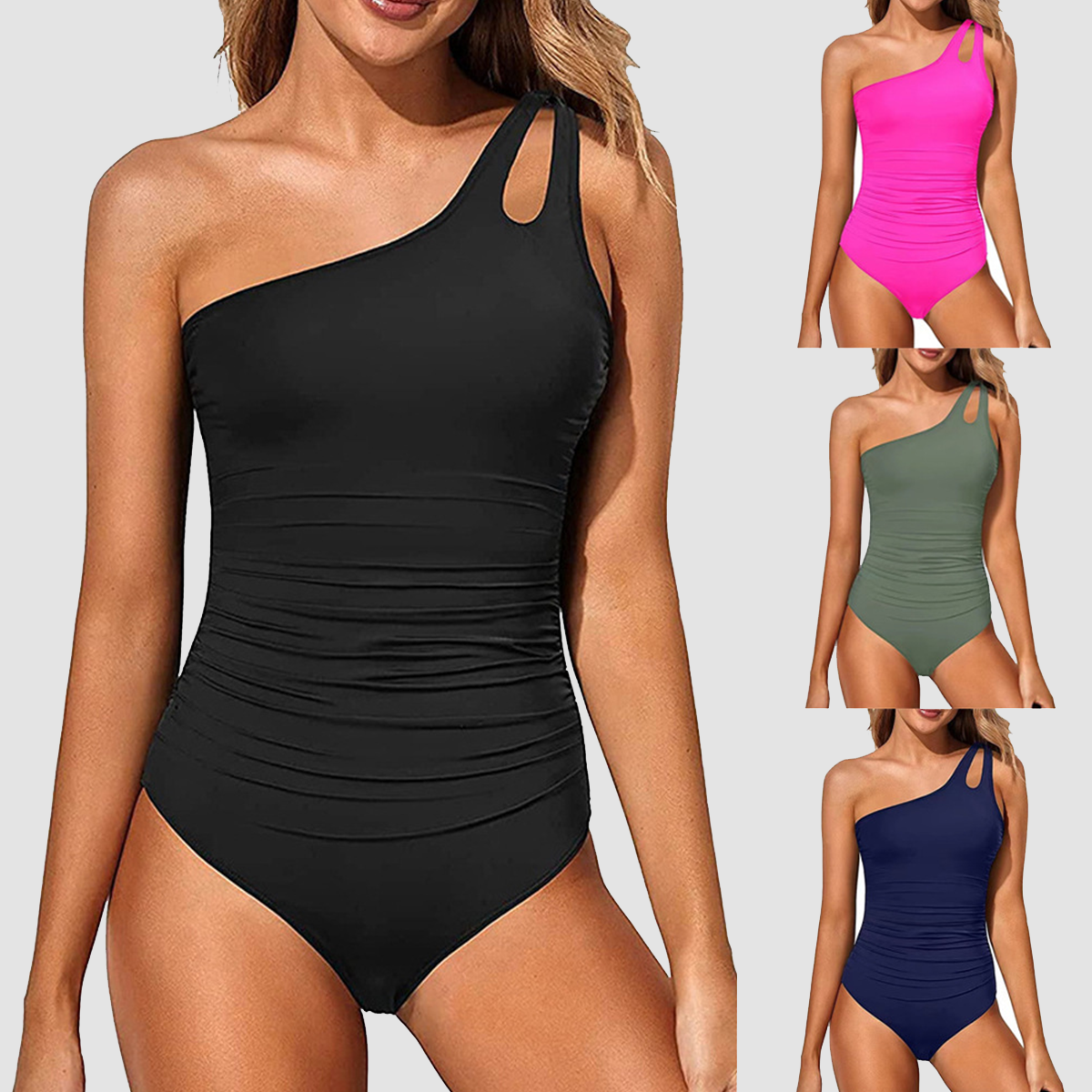 One Shoulder One Piece Swimsuit-1