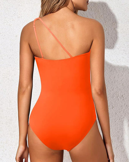 One Shoulder One Piece Swimsuit-1