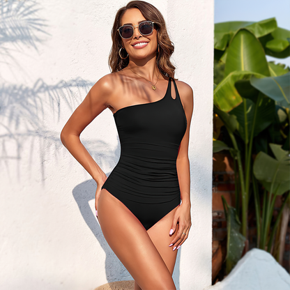 One Shoulder One Piece Swimsuit-1