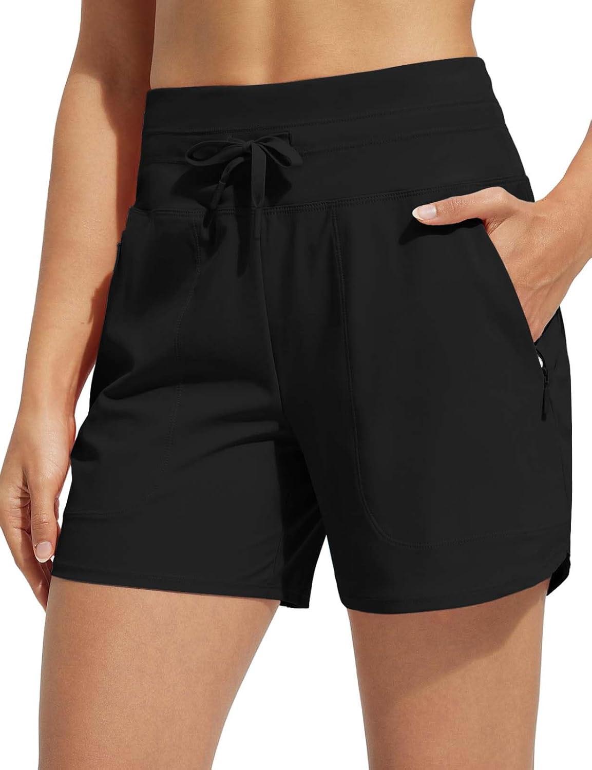 High-Waisted Quick-Dry Swim Shorts-1