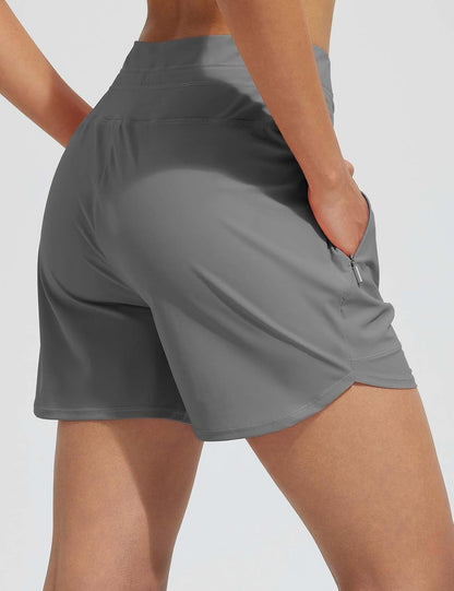 High-Waisted Quick-Dry Swim Shorts-1