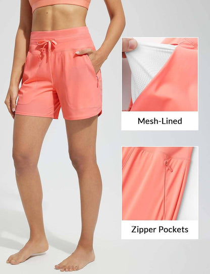 High-Waisted Quick-Dry Swim Shorts-1