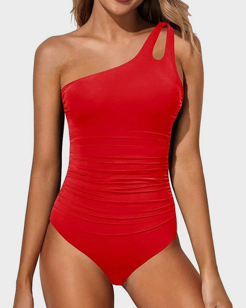 One Shoulder One Piece Swimsuit-1