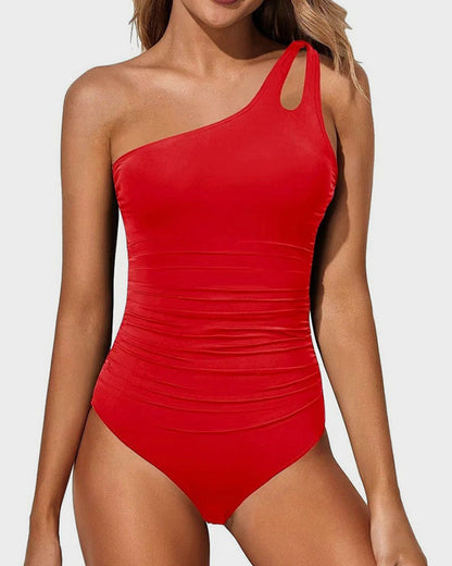 One Shoulder One Piece Swimsuit-1