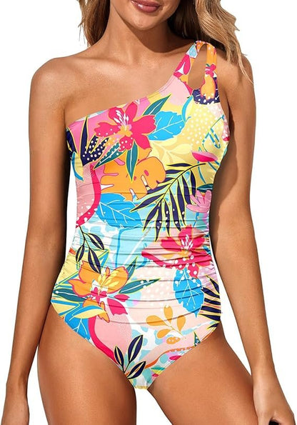 One Shoulder One Piece Swimsuit-1