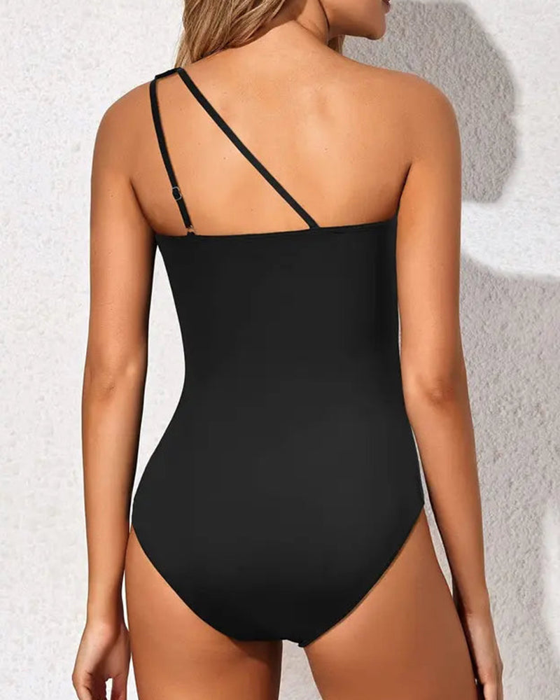 One Shoulder One Piece Swimsuit-1