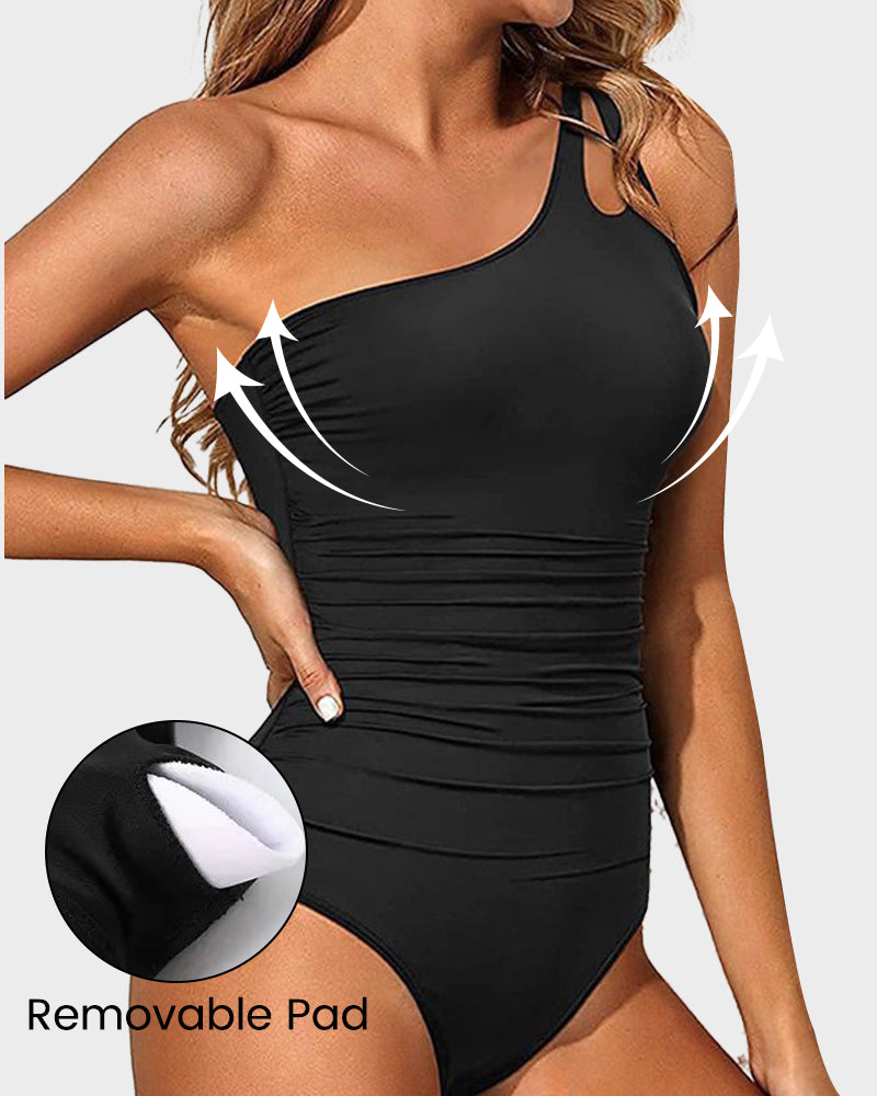 One Shoulder One Piece Swimsuit-1